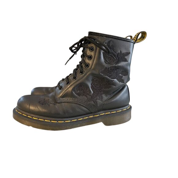 Dr Martens Women's 1460 Vonda Mono Boot Size 38 (7US) Black Embroidered Flowers - Picture 4 of 8